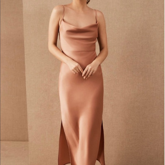BLHDN Cali Satin Charmeuse MIDI Dress - Dusty Rose Pink - Picture 1 of 2